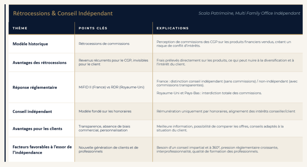 Rétrocessions & Conseil en gestion de patrimoine indépendant